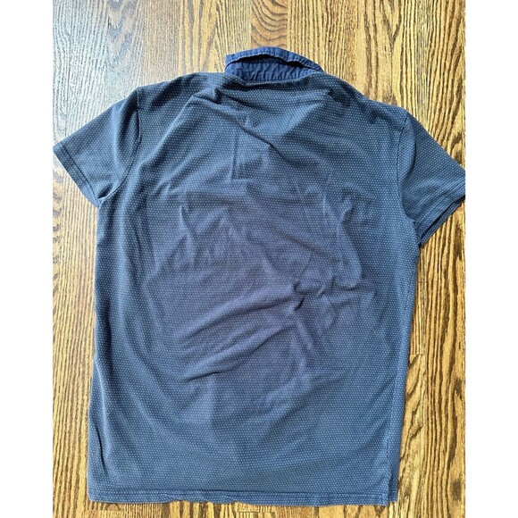 Red Saks Fifth Avenue Mens Polo Sz M Blue Spotted Button Pocket Short Sleeve - Picture 8 of 8